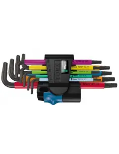 JOGO DE 9 CHAVES TORX EM POLEGADAS WERA COM FUNÇÃO DE RETENÇÃO E ACABAMENTO BLACKLASER