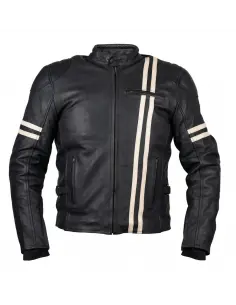 VESTE EN CUIR CAFE RACER AVEC PROTECTIONS