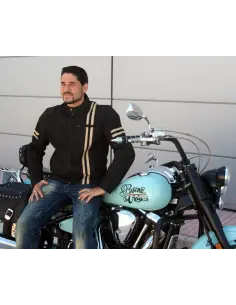 VESTE EN CUIR CAFE RACER AVEC PROTECTIONS 2