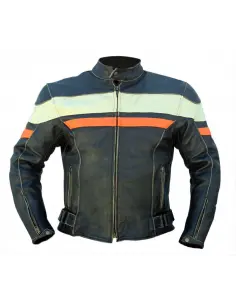 VESTE EN CUIR VIEILLI DU SIÈCLE DERNIER AVEC PROTECTIONS