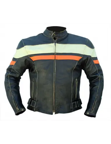 VESTE EN CUIR VIEILLI DU SIÈCLE DERNIER AVEC PROTECTIONS