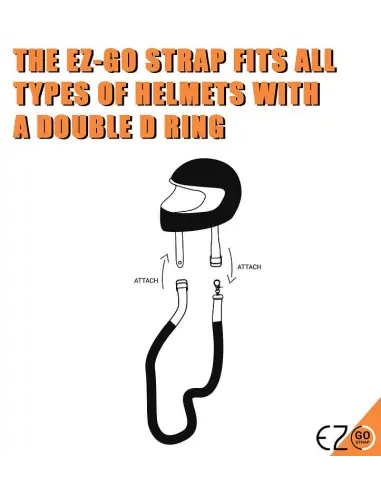 EZ-GO BLACK STRAP FOR DOUBLE D RING MOTORCYCLE HELMETS - EASY, SECURE, AND HANDS-FREE