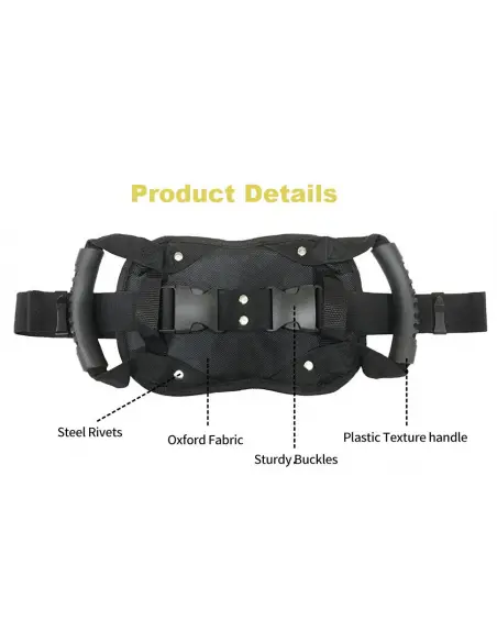 SAFETY GRIP BELT FOR MOTORCYCLE PASSENGER - ADJUSTABLE NON-SLIP BELT WITH GRAB HANDLES FOR MOTORCYCLES