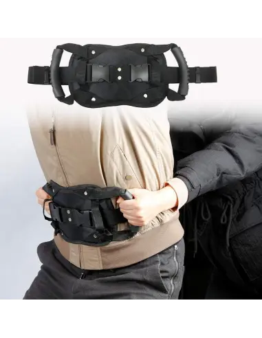 SAFETY GRIP BELT FOR MOTORCYCLE PASSENGER - ADJUSTABLE NON-SLIP BELT WITH GRAB HANDLES FOR MOTORCYCLES