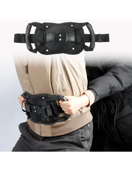 SAFETY GRIP BELT FOR MOTORCYCLE PASSENGER - ADJUSTABLE NON-SLIP BELT WITH GRAB HANDLES FOR MOTORCYCLES