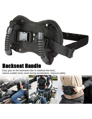 SAFETY GRIP BELT FOR MOTORCYCLE PASSENGER - ADJUSTABLE NON-SLIP BELT WITH GRAB HANDLES FOR MOTORCYCLES