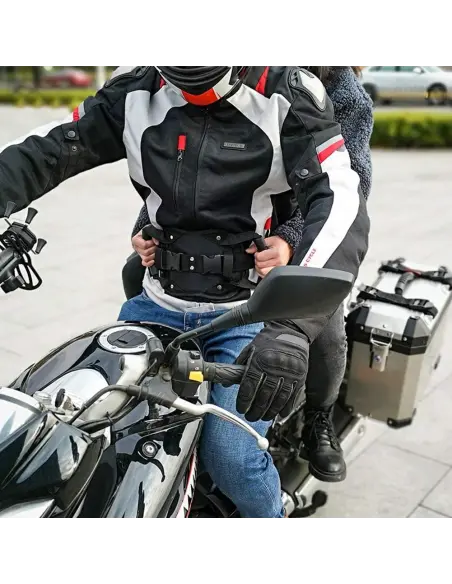 SAFETY GRIP BELT FOR MOTORCYCLE PASSENGER - ADJUSTABLE NON-SLIP BELT WITH GRAB HANDLES FOR MOTORCYCLES