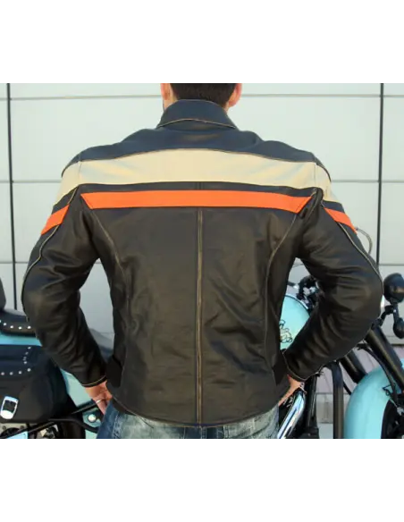 VESTE EN CUIR VIEILLI DU SIÈCLE DERNIER AVEC PROTECTIONS