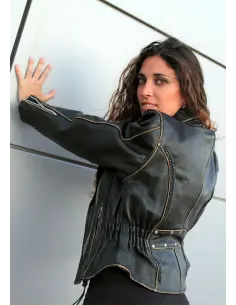 VESTE EN CUIR VIEILLI "OLD RIDE" POUR FEMME 2