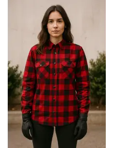 Women's Red Motorcycle Shirt AA-Certified with Kevlar | Iguana Custom