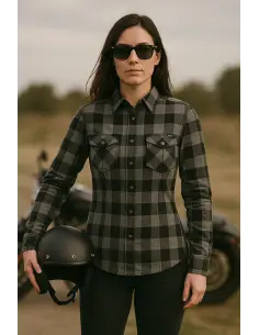AA-Certified Grey Lumberjack Motorcycle Shirt with Kevlar Reinforcements | Iguana Custom