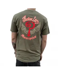 Camiseta Indian Larry Logo Verde Militar | 100% Algodón Made in USA
