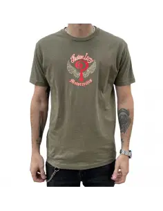 Maglietta Indian Larry Logo Verde Militare | 100% Cotone Made in USA 2