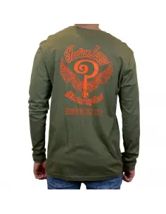 Maglietta a Maniche Lunghe Indian Larry John’s Verde Militare | Stile Chopper