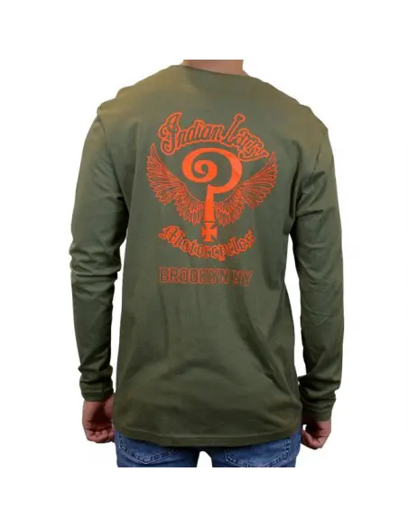 Camiseta Manga Larga Indian Larry John’s Verde Militar | Estilo Chopper