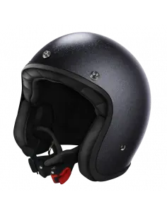 Casque Jet Noir Metalflake Mat ECE 2206 | Custom Vintage | Iguana Custom