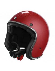 Casque Jet Rouge Metalflake Brillant ECE 2206 | Style Rétro Custom | Iguana Custom