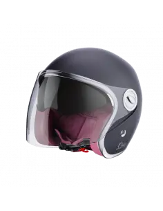 Casque Jet Stormer Clyde Noir Mat | Style Rétro et Écran Solaire