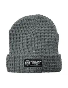 Gorro WCC Waffle Cuff gris con logo bordado