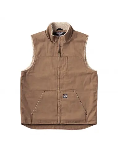 Chaleco WCC Sherpa Lined Canvas Workvest Brown | West Coast Choppers