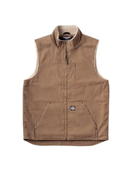 WCC Sherpa Lined Canvas Workvest Brown Vest | West Coast Choppers