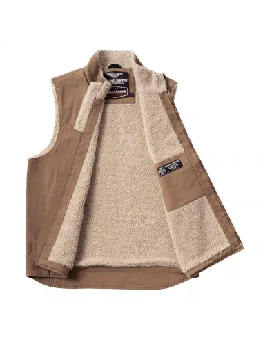Chaleco WCC Sherpa Lined Canvas Workvest Brown | West Coast Choppers