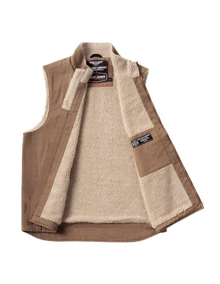 Chaleco WCC Sherpa Lined Canvas Workvest Brown | West Coast Choppers