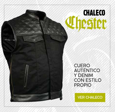 Chaleco motero Chester de piel y denim