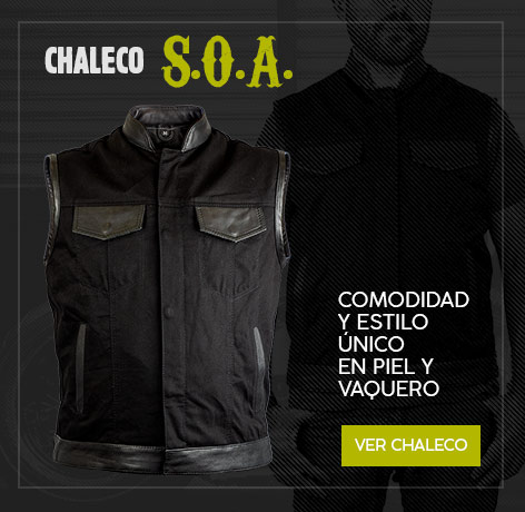 Chaleco motero SOA denim y piel
