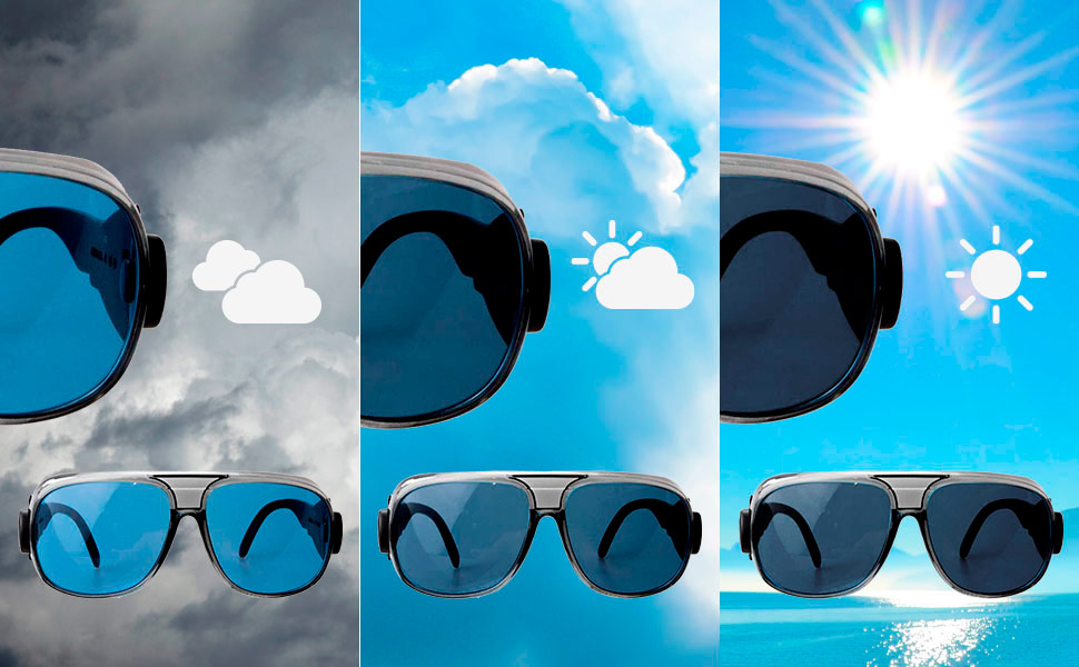 Photochromic motorbike sunglasses